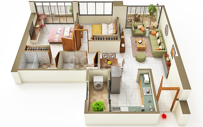 Nyati Evania 2 BHK floor plan for residence enquiry