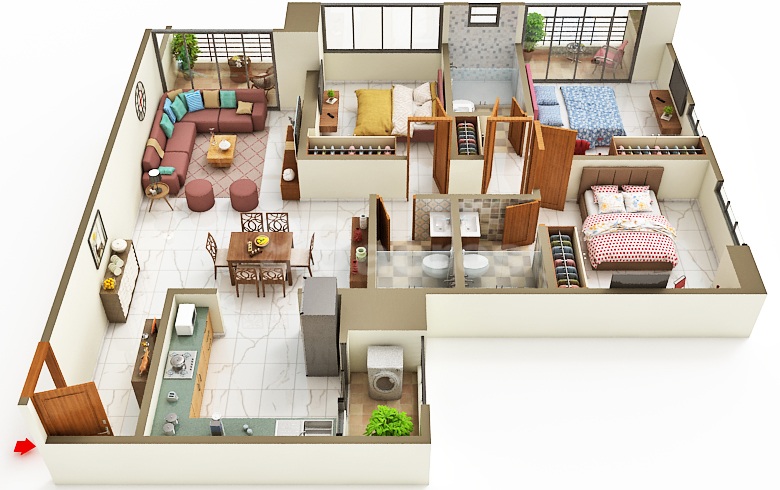 Nyati Evania 3 BHK floor plan for residence enquiry